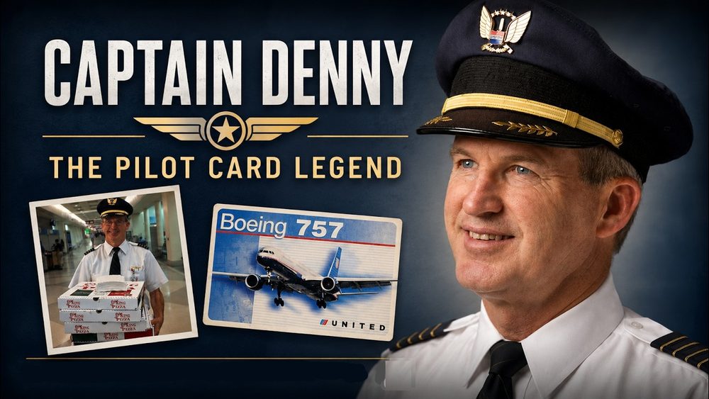 Video thumbnail: Captain Denny in uniform beside the title Captain Denny, The Pilot Card Legend.